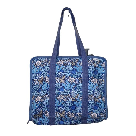 Hobby Gift Craft Bag Blue Floral Zippered With Inserts For Craft Projects & Tool - Picture 2 of 11